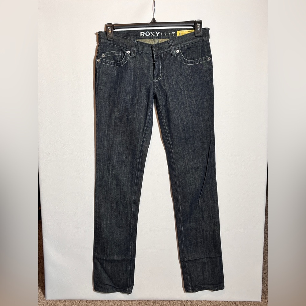 Roxy Low Rise Skinny Fit Dark Blue Jeans sz 5 Long